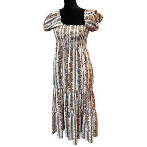 O.P.T One Pretty Time Daphne Large Floral Smocked Short Sleeve Maxi Dress NEW‎